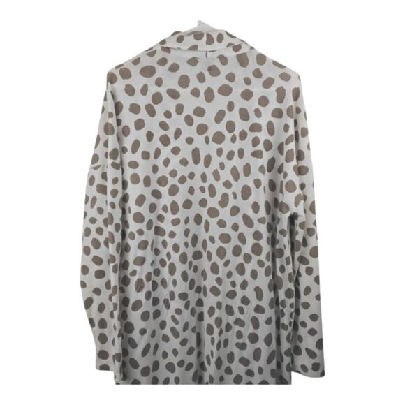 Ann Taylor Cream w/Taupe Dot Print Long Open Duster - Large - Picture 6 of 10